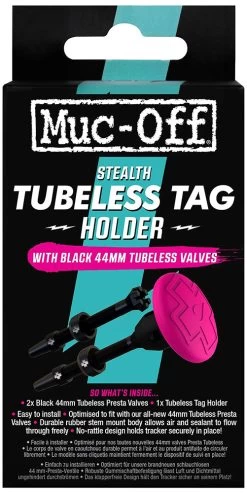 Muc-Off Stealth Tubeless Tag-Holder & 44mm Ventil Kit -Fahrradladen Muc Off Stealth Tubeless Tag Halter 44mm Ventil Kit 2